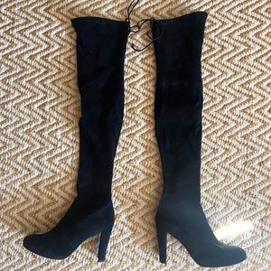 Stunning Thigh High with ties Heeled Stuart Weitzman Suede Boots